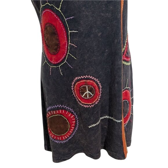 Rising International Embroidered Dress Womens Size Small Black Artsy Boho Hippie - Picture 3 of 10